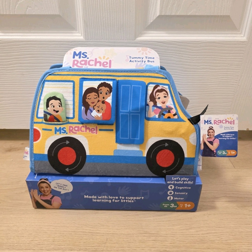 Ms. Rachel Colorful Plush Tummy Time Activity Bus Baby‎ Toy For Building Skills